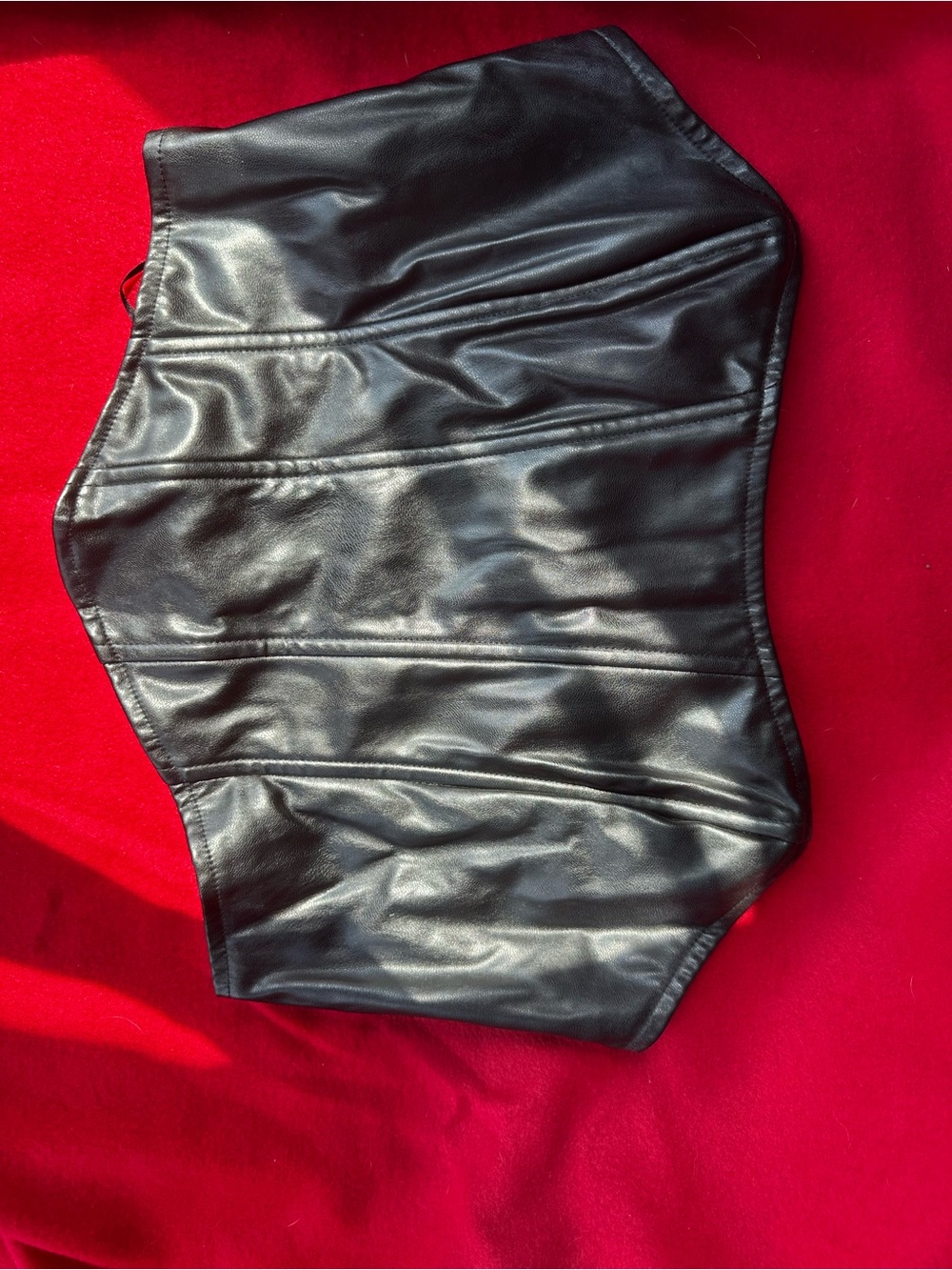 Cotton Candy Black Faux Leather Panel crop top
